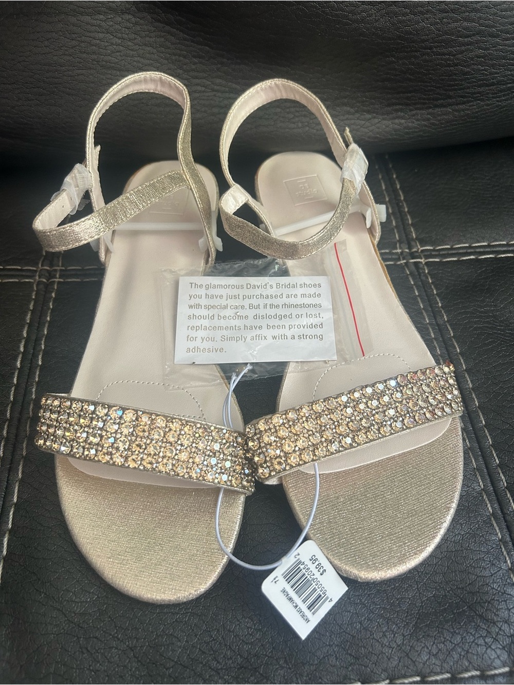David's Bridal rhinestone-embellished sandals